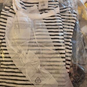 CAbi Black and White Striped Knit Tee